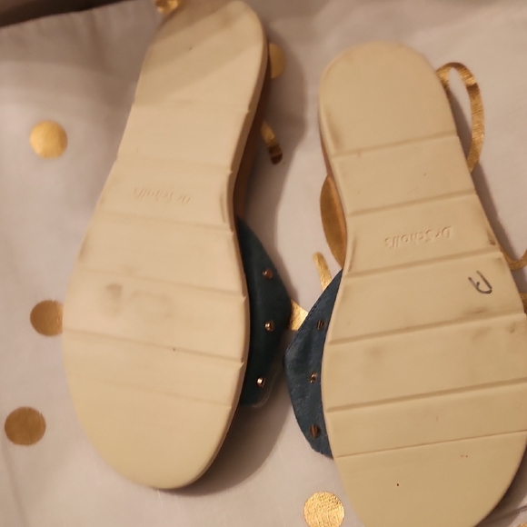 Dr. Scholl's Denim Blue Slide Sandals with Gold Hardware - Women's - Picture 8 of 9